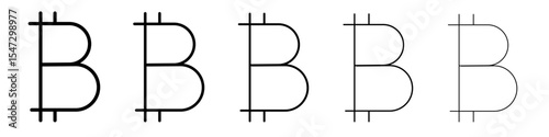 Bitcoin icon flat illustration set logo