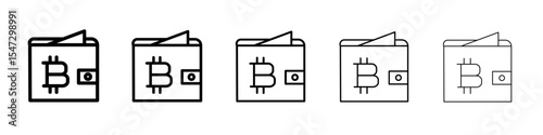 bitcoin wallet icon flat illustration set logo