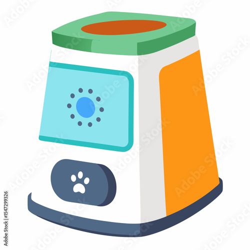 Modern smart pet feeder with food bowl and control panel