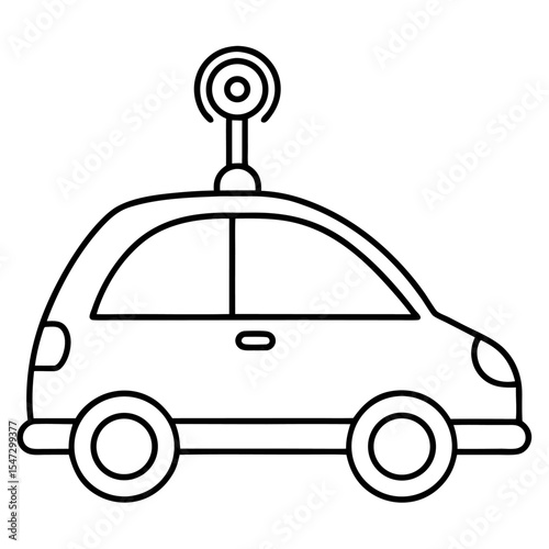 Modern self driving car sensor device depicted in clean line art style