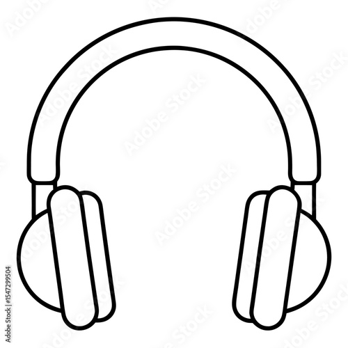 Outline icon of modern noise cancelling headphones for audio technology and sound concepts