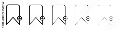 Bookmark add icon flat illustration set logo