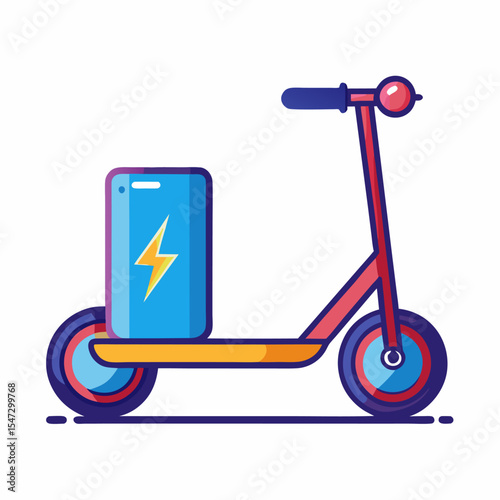 Simple electric scooter battery icon with a clean white background