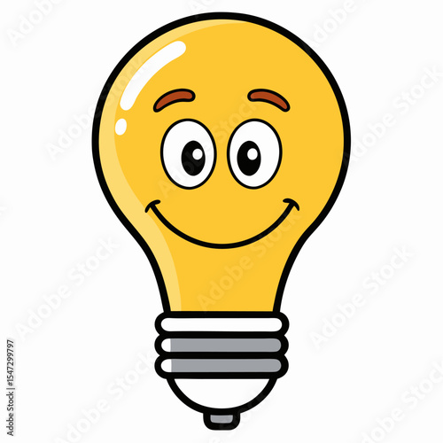 Clean outline vector illustration of a smart light bulb
