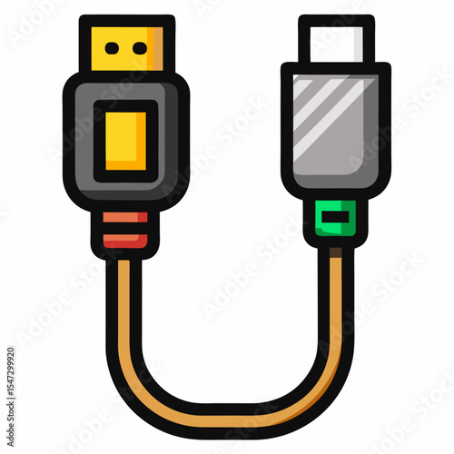 Simple line art icon representing an hdmi cable on a clean white background
