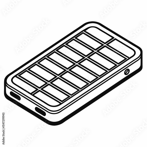 Clean outline illustration of a portable solar power bank on a white background