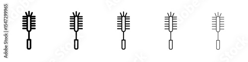 Bottle sweeper cleaning brush icon flat illustration set logo