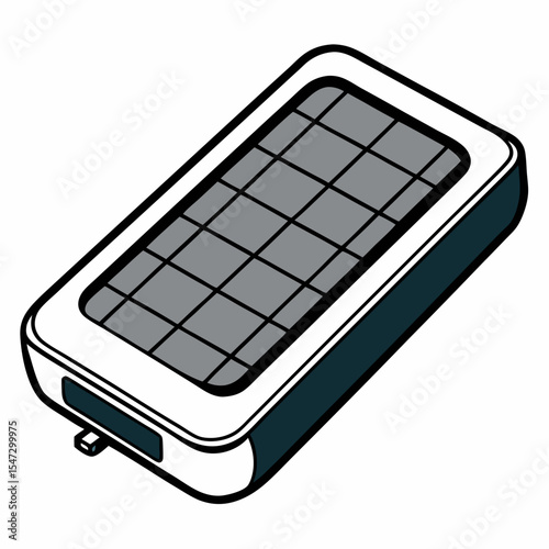 Clean outline illustration of a solar power bank on a white background