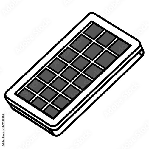 Clean outline illustration of a solar power bank isolated on a white background