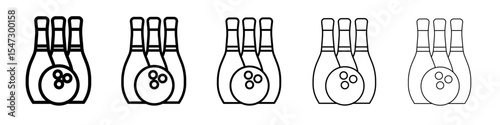 Bowling game icon flat illustration set logo