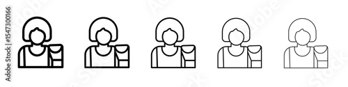 Boxer Woman Icon flat illustration set logo