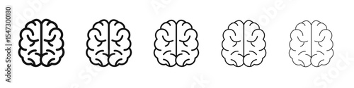 Brain icon flat illustration set logo