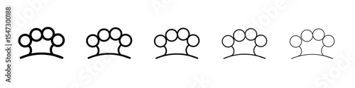 brass knuckles icon flat illustration set logo
