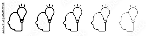 Brain idea icon flat illustration set logo