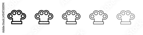 brass knuckles icon flat illustration set logo