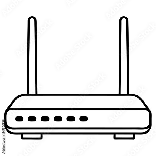 Simple line art icon of a wireless router on a clean white background