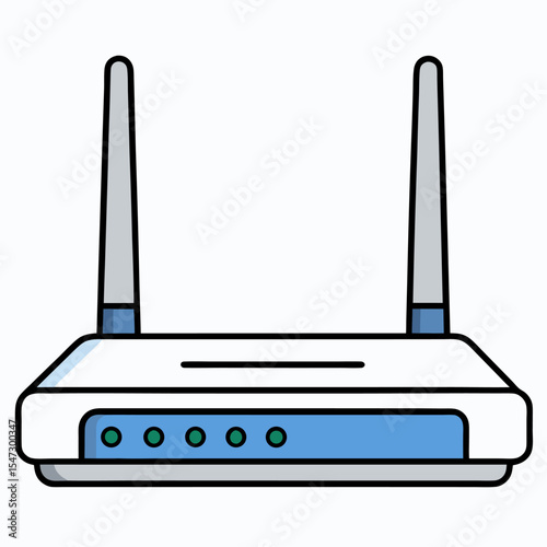 Simple line art icon of a wireless router on a clean white background