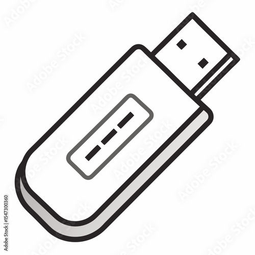 Clean line art vector illustration of a usb flash drive on a white background