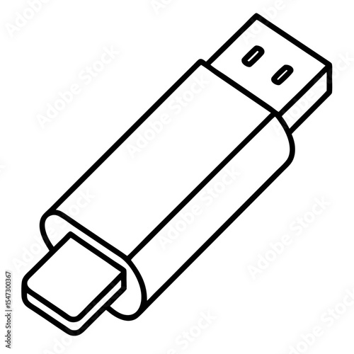 Clean line art illustration of a usb flash drive on a white background