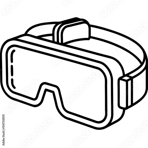 Modern vr headset outline illustration for technology and gaming promotions