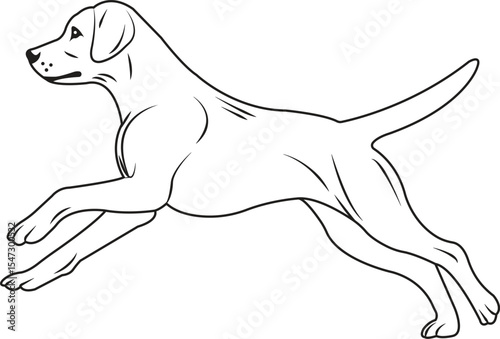 dog vector dynamic dog silhouette in mid jump, dog vector athletic dog in motion and jumping dog illustration