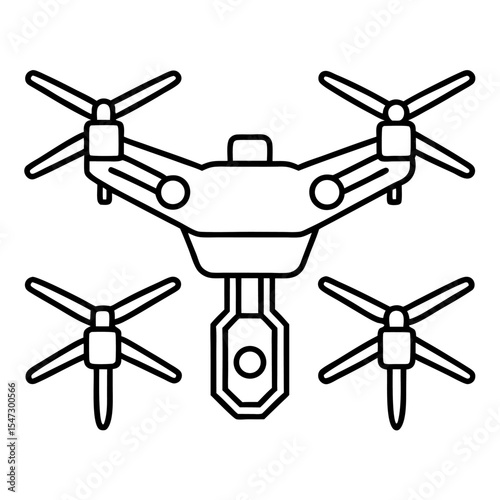 Minimalist drone with propellers icon in clean line art style