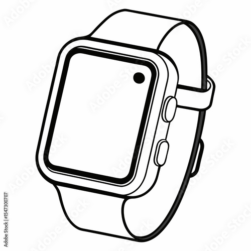 Modern smartwatch outline illustration on a clean white background