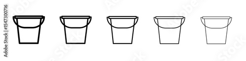 bucket icon flat illustration set logo