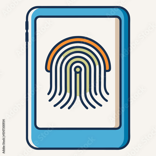 Modern line style fingerprint scanner icon for digital security and biometrics
