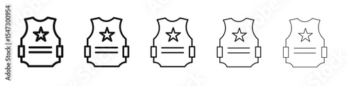 Bulletproof vest icon flat illustration set logo