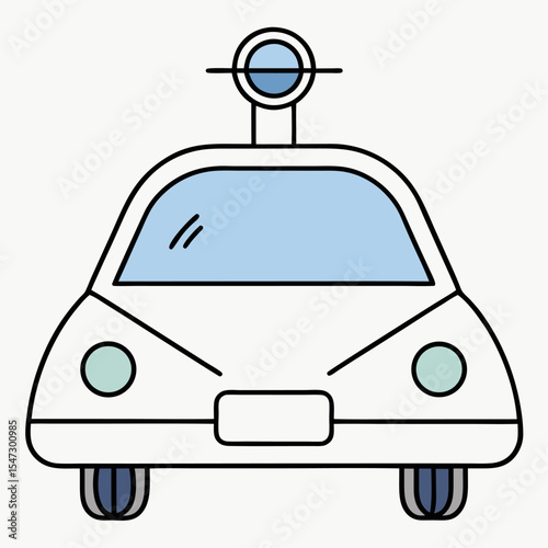 Clean line art illustration of a self driving car sensor device