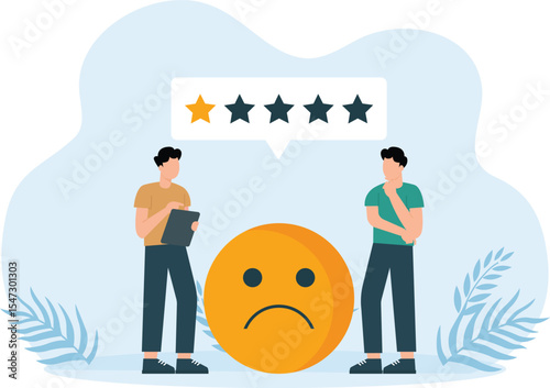 Negative Feedback,and rating Customer feedback concept, man trying to push customer feedback

