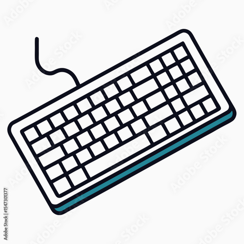 Minimalist computer keyboard illustration in a clean line art style on a white background