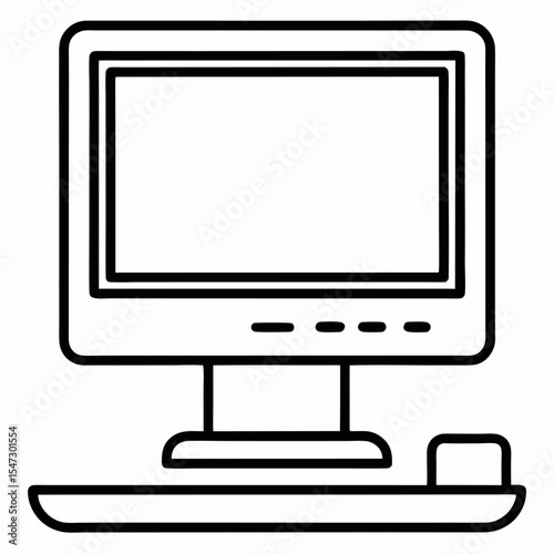 Clean outline icon of an all in one computer on a white background