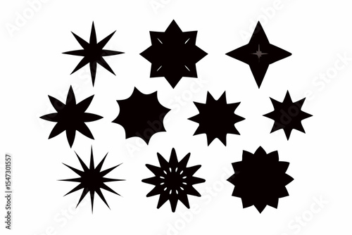 Collection of Black Starburst Vector Shapes for Design Projects