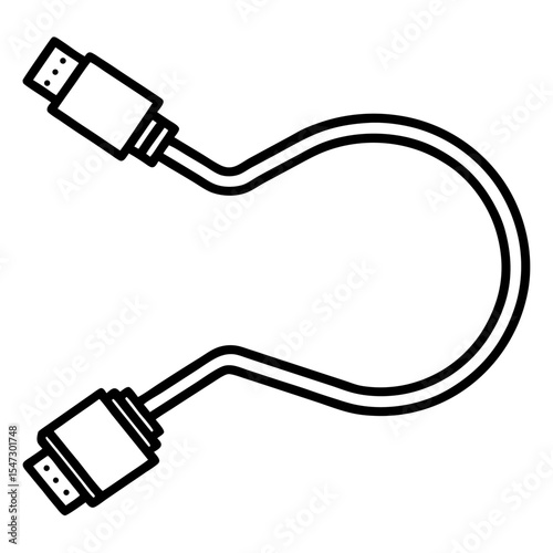 Simple line art icon of an hdmi cable connector on a clean white background