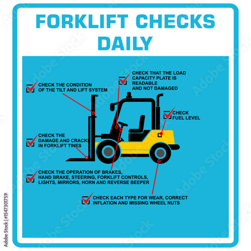 forklift checks daily, sign vector