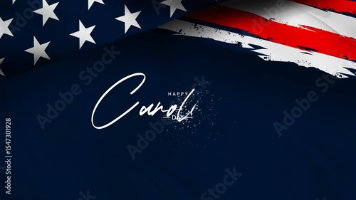 Happy Carolina Day text animation with US flag waving , 4k video