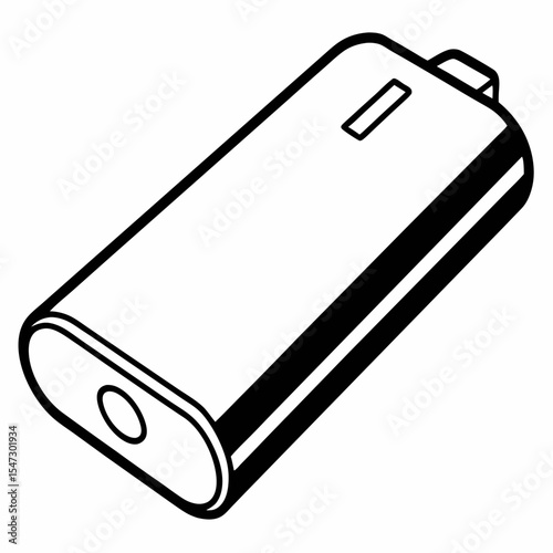 Simple outline illustration of a portable power bank device