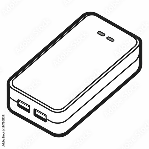 Clean outline illustration of a portable power bank on a white background