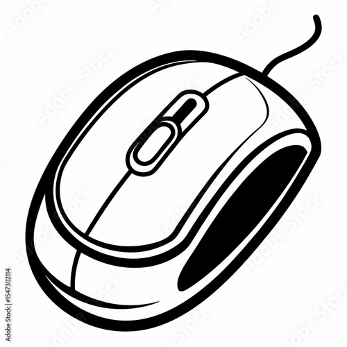 Clean line art illustration of a computer mouse on a white background