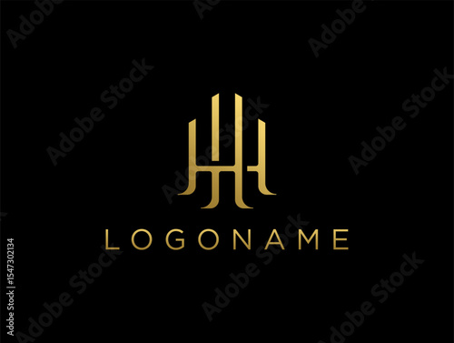 Luxury Letter HH building or HH property logo concept for real estate