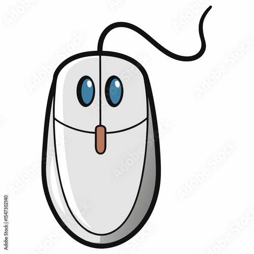Minimalist computer mouse in clean line art style isolated on white background