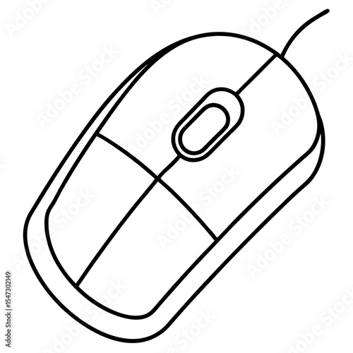 Clean line art vector illustration of a computer mouse isolated on a white background