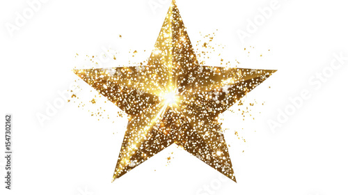 Golden christmas star on white background