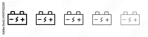 Car Battery icon flat illustration set logo
