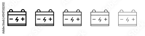 Car battery icon flat illustration set logo