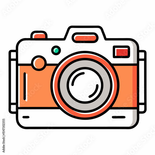 Modern digital camera icon with clean line art style