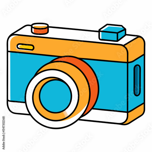 Modern digital camera icon with clean line art style