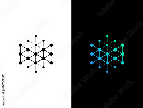 abstract Letter M biotech or M tech or M lab logo concept vector icon